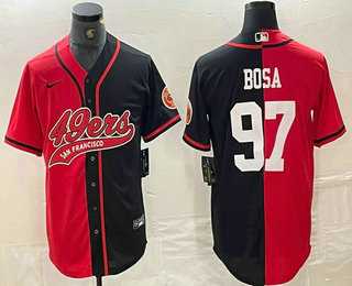 Mens San Francisco 49ers #97 Nick Bosa Red Black Two Tone Cool Base Stitched Baseball Jersey->->NFL Jersey